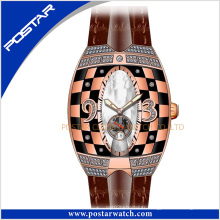 Psd-2325 la montre en cuir de bande de montre en cuir montre automatique unisexe montre-bracelet de mode